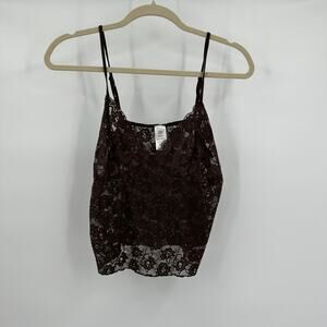 Womens Top Size M Brown Lace Cami Y2K Romantic Soft Grunge Whimsigoth Lingerie